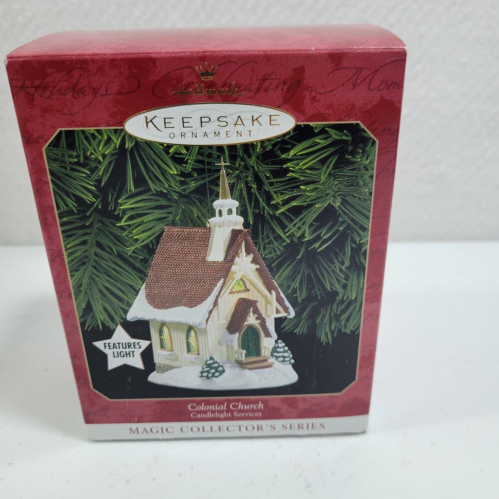 Vintage Handcrafted Hallmark Keepsake 3.5" Colonial Church Ornament 102024-4M4
